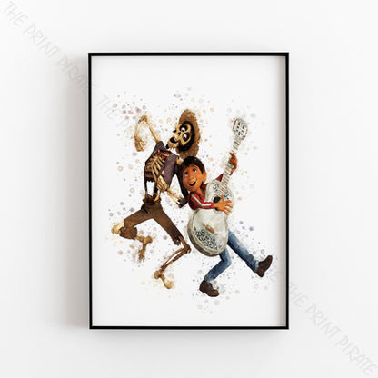 Disney Pixar 'HECTOR AND MIGUEL' Coco Watercolour Splash Wall Art Print