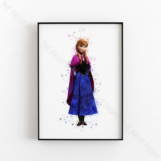 Disney 'ANNA' Frozen Watercolour Splash Wall Art Print