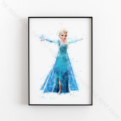 Disney 'ELSA' Princess Frozen Watercolour Splash Wall Art Print