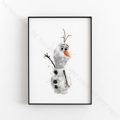 Disney 'OLAF' Frozen Watercolour Splash Wall Art Print