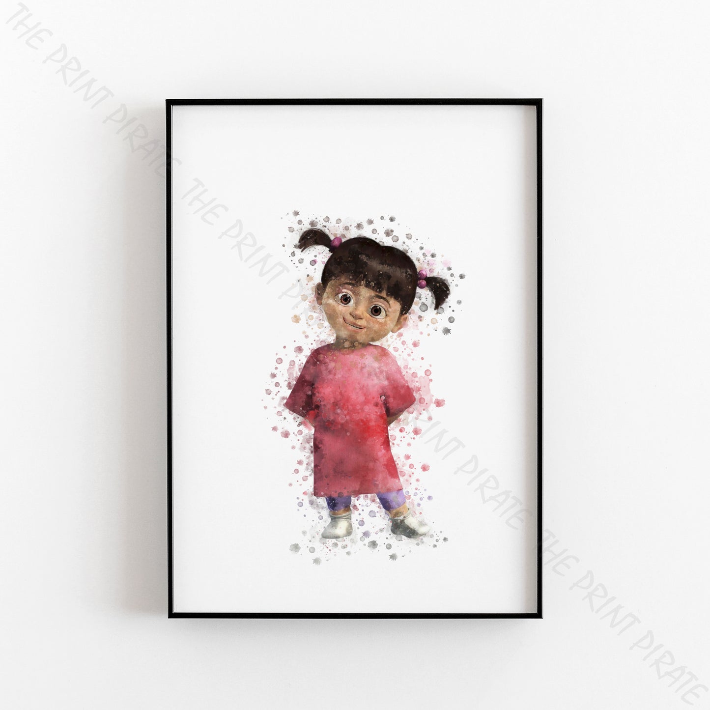 Disney Pixar 'BOO' Monsters INC Watercolour Splash Wall Art Print