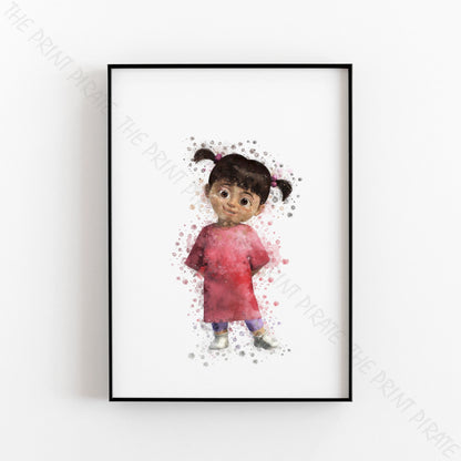 Disney Pixar 'BOO' Monsters INC Watercolour Splash Wall Art Print