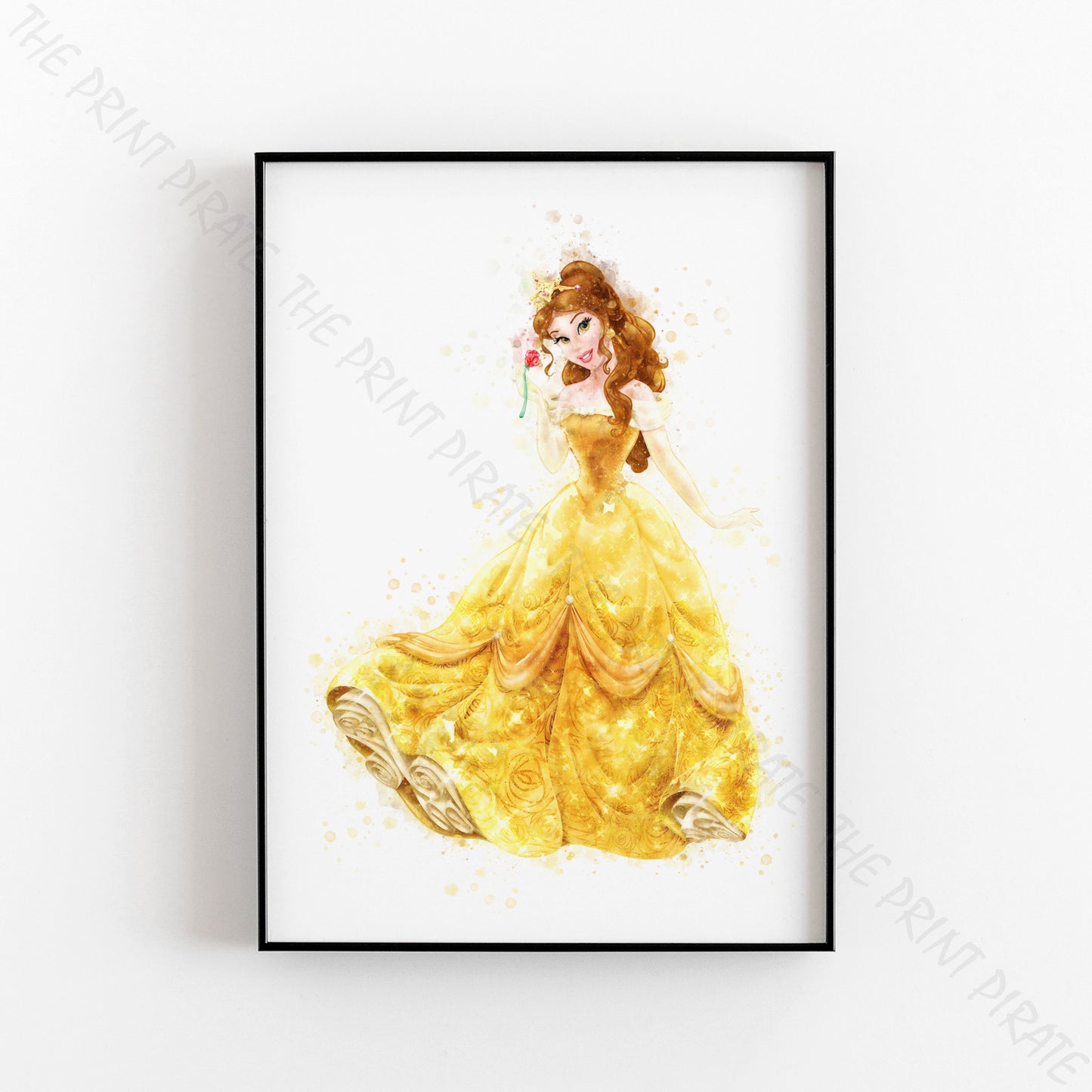 Disney 'BELLE' Princess Watercolour Splash Wall Art Print