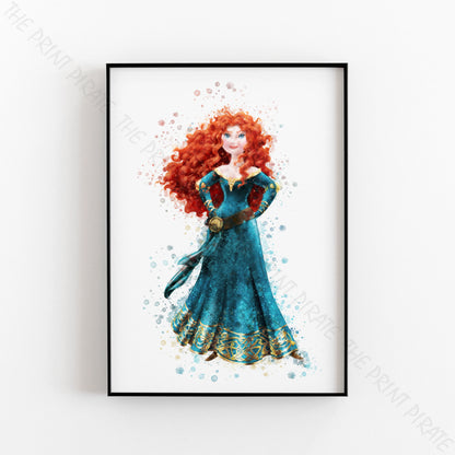 Disney 'MERIDA' Princess Watercolour Splash Wall Art Print