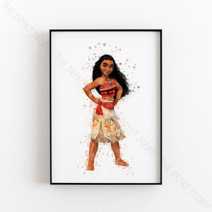 Disney 'MOANA' Princess Watercolour Splash Wall Art Print