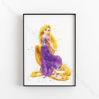 Disney 'RAPUNZEL' Princess Watercolour Splash Wall Art Print