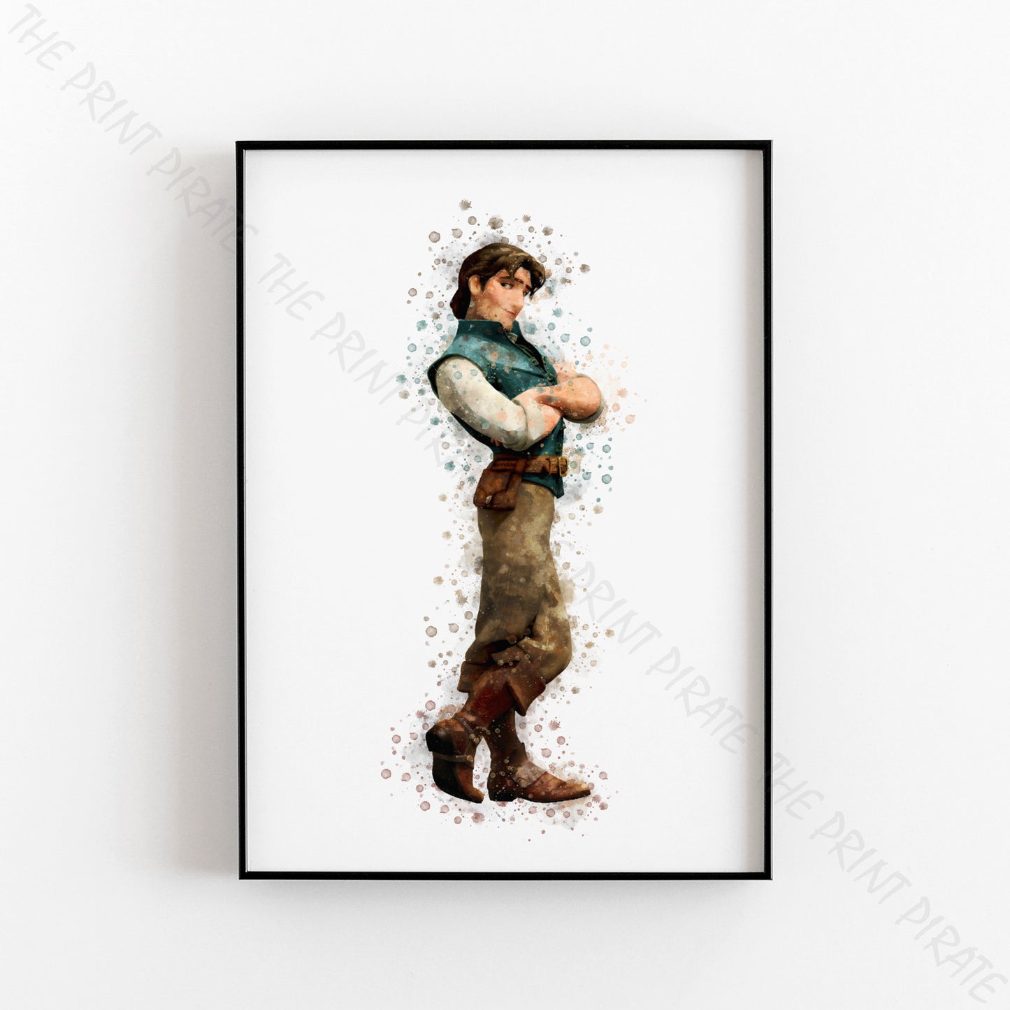 Disney 'FLYNN RIDER' Rapunzel, Tangled Print Watercolour Splash Wall Art Print