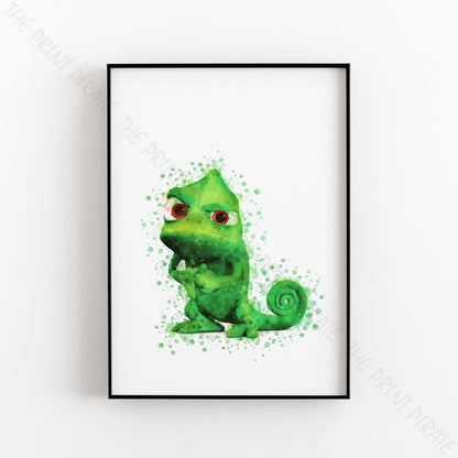 Disney 'PASCAL' Rapunzel, Tangled Watercolour Splash Wall Art Print