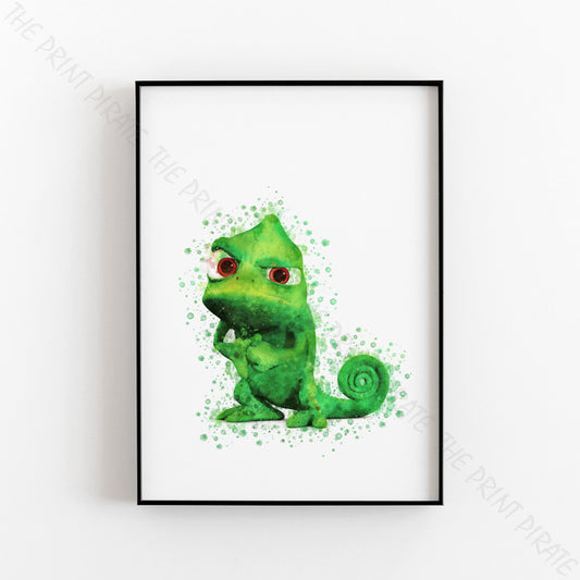 Disney 'PASCAL' Rapunzel, Tangled Watercolour Splash Wall Art Print