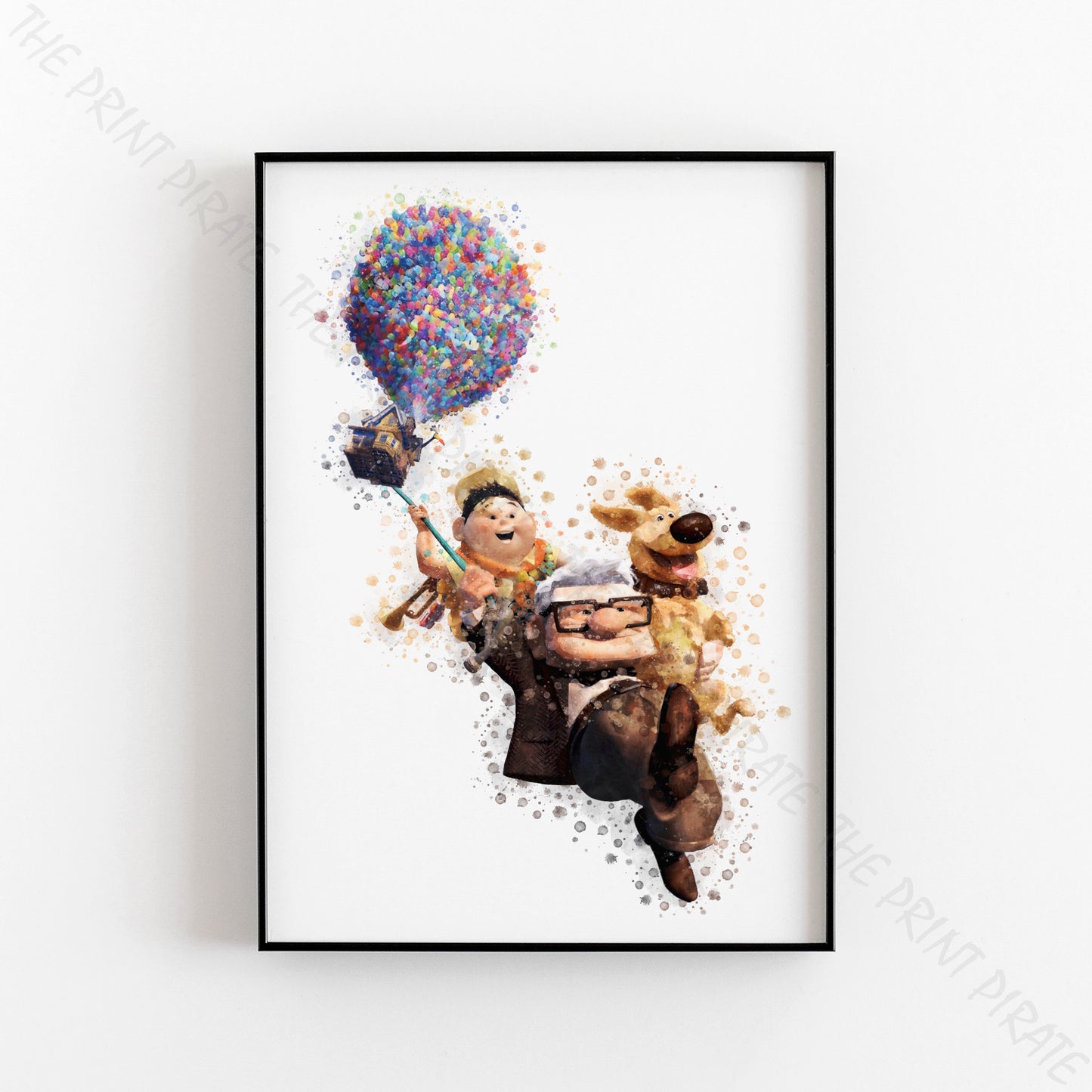 Disney Pixar 'UP BALLOON FLYING' Watercolour Splash Art Print