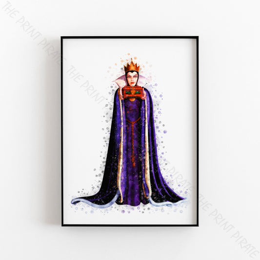 Disney 'EVIL QUEEN' Snow White Villain Character Watercolour Splash Wall Art Print