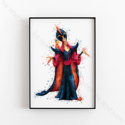 Disney 'JAFAR' Aladdin Villain Watercolour Splash Wall Art Print