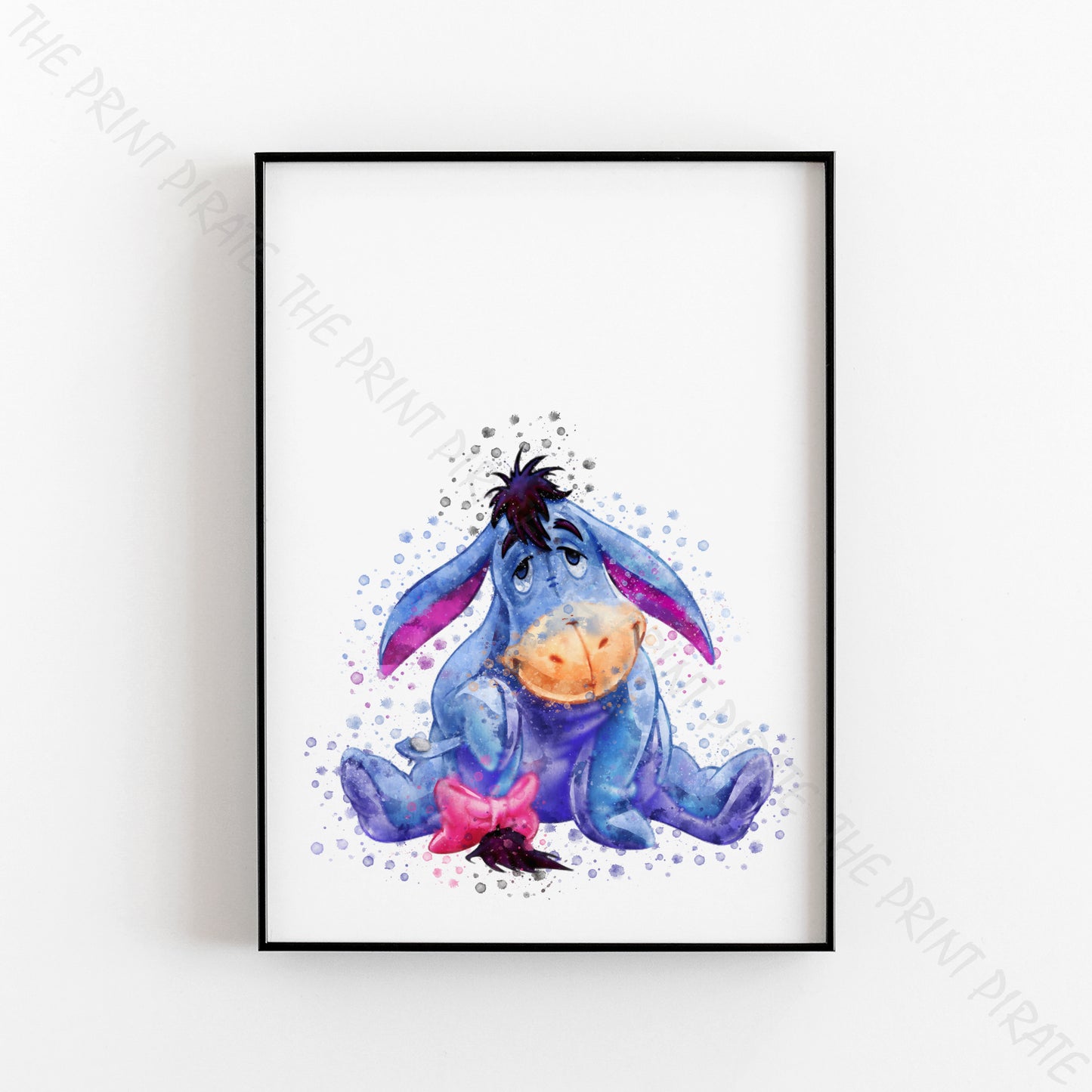 Disney 'EEYORE' Winnie the Pooh Watercolour Splash Wall Art Print