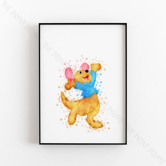 Disney 'ROO' Winnie the Pooh Watercolour Splash Wall Art Print