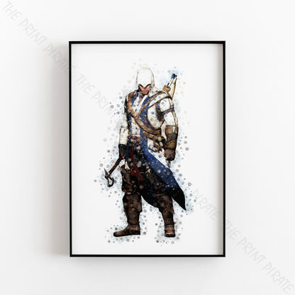 Gaming 'ASSASSIN'S CREED - CONNOR' Watercolour Splash Wall Art Print