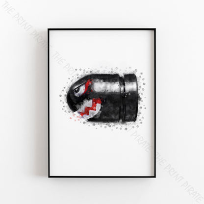 Gaming 'BANZAI BILL' Mario Watercolour Splash Wall Art Print