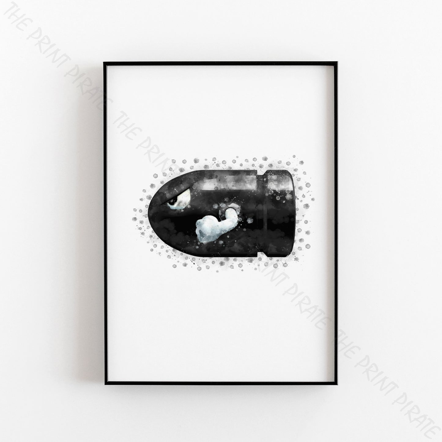 Gaming 'BULLET BILL' Mario Watercolour Splash Wall Art Print