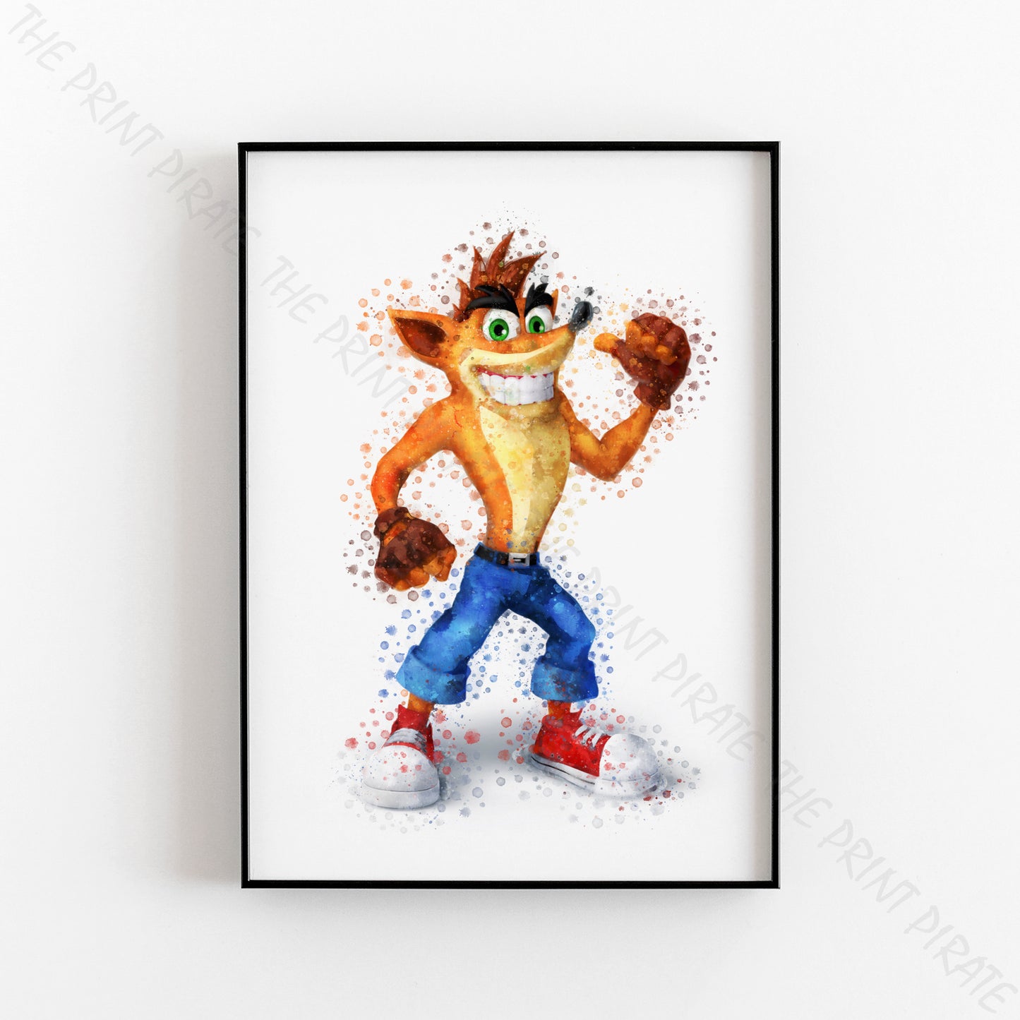 Gaming 'CRASH BANDICOOT' Watercolour Splash Wall Art Print