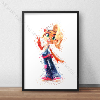 Gaming 'COCO' Crash Bandicoot Watercolour Splash Wall Art Print