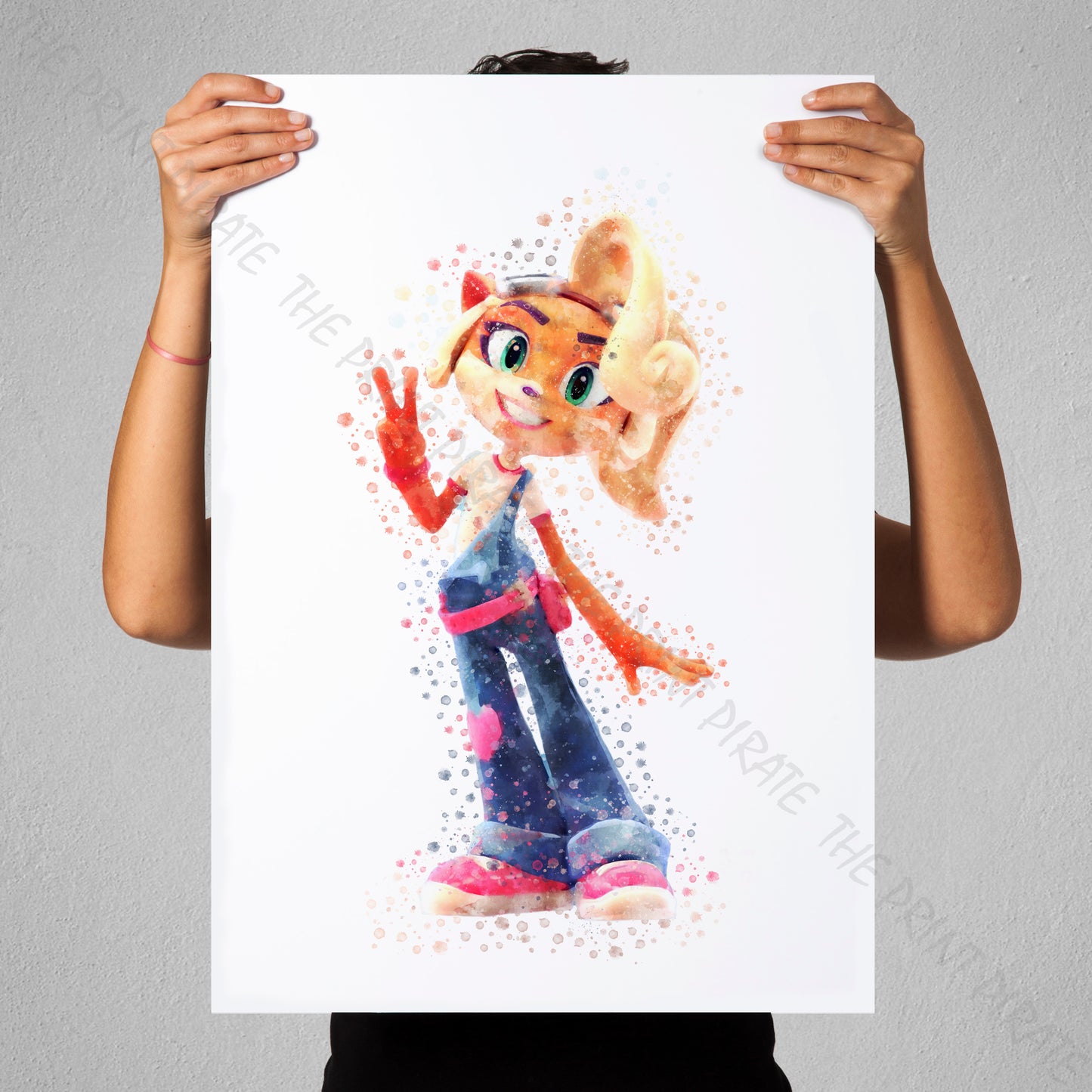 Gaming 'COCO' Crash Bandicoot Watercolour Splash Wall Art Print