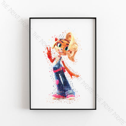 Gaming 'COCO' Crash Bandicoot Watercolour Splash Wall Art Print