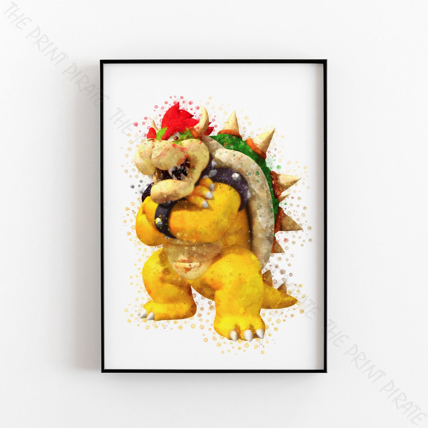 Gaming 'BOWSER' Mario Watercolour Splash Wall Art Print