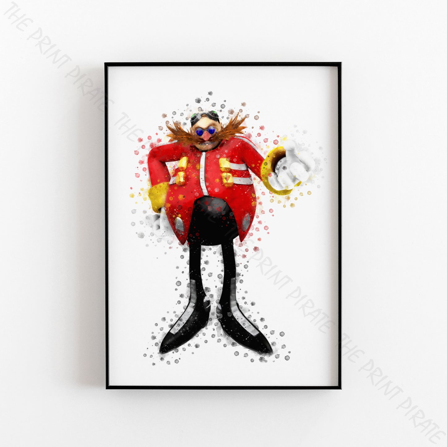 Gaming 'DR ROBOTNIK / EGGMAN' Sonic Watercolour Splash Wall Art Print