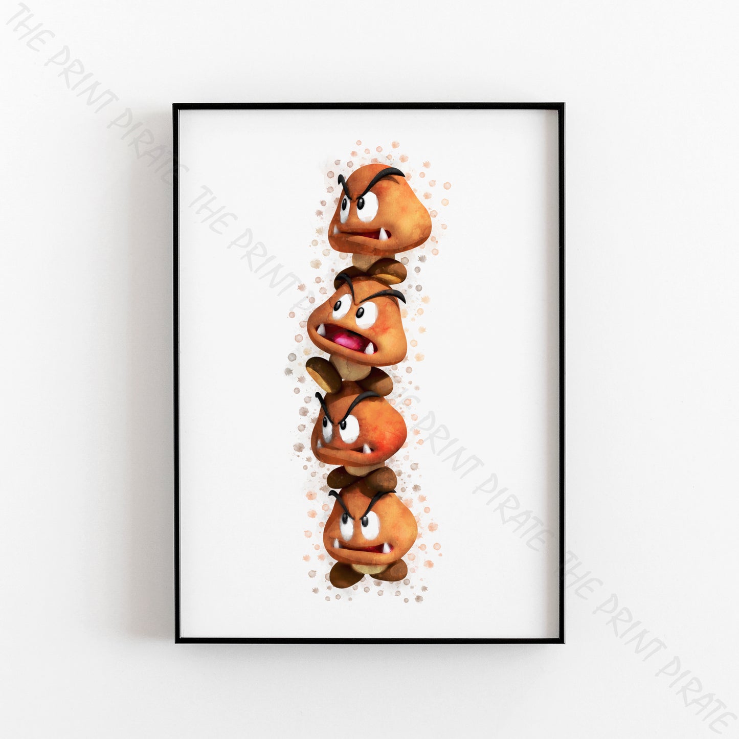 Gaming 'GOOMBA TOWER' Mario Watercolour Splash Wall Art Print