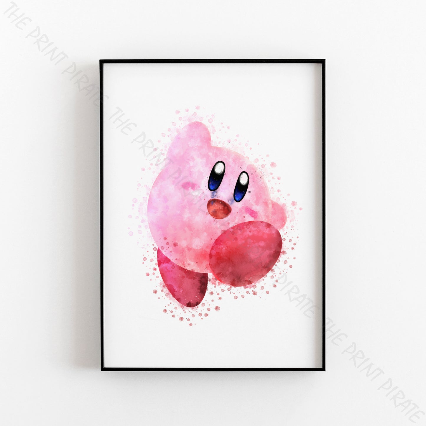 Gaming 'KIRBY' character Watercolour Splash Wall Art Print