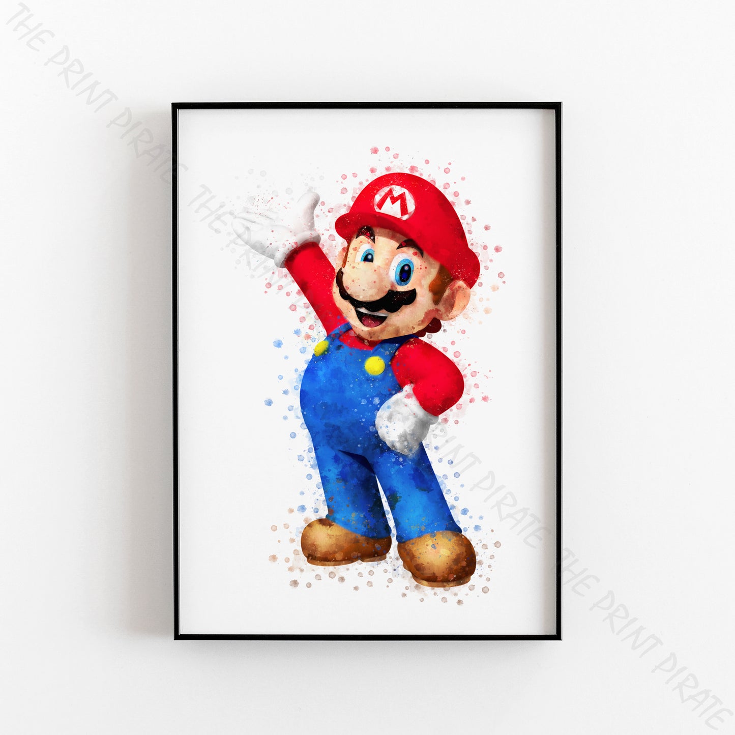 Gaming 'MARIO' Mario Watercolour Splash Wall Art Print