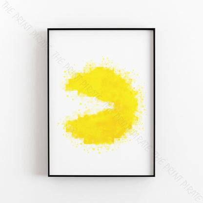 Gaming 'PACMAN' (Left) Watercolour Splash Wall Art Print