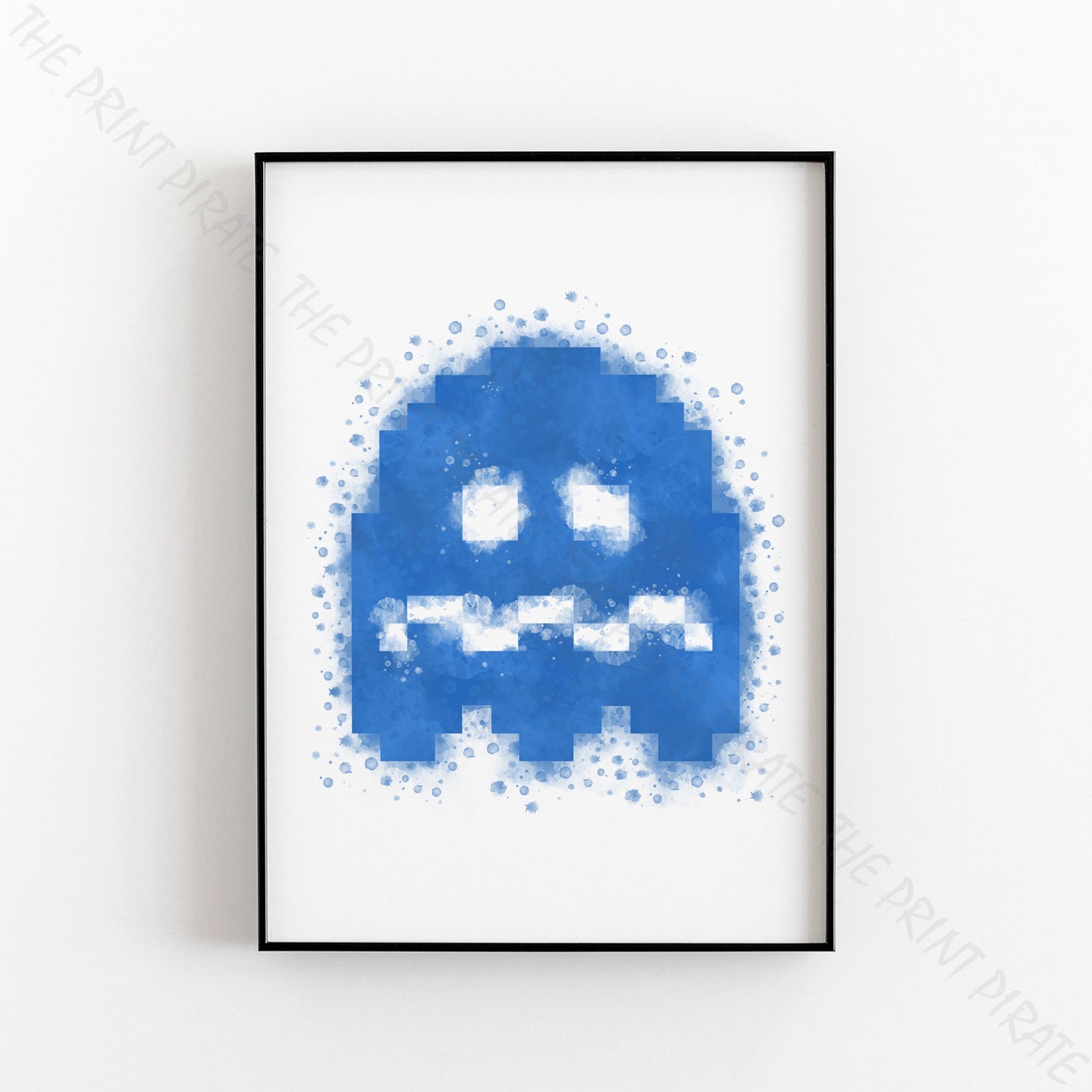 Gaming 'PACMAN SCARED GHOST' Watercolour Splash Wall Art Print