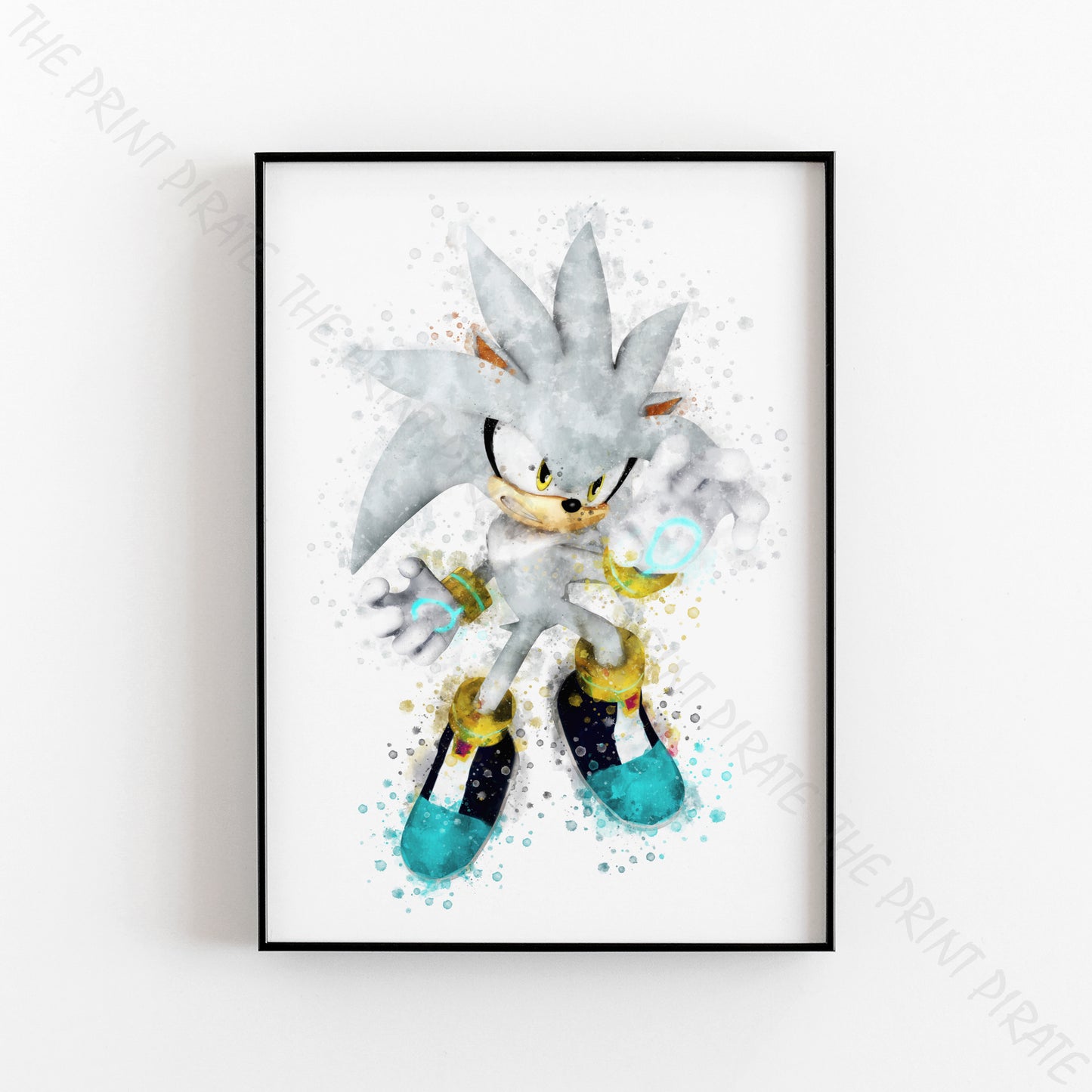 Gaming 'SILVER SONIC' Sonic Hedgehog Watercolour Splash Wall Art Print