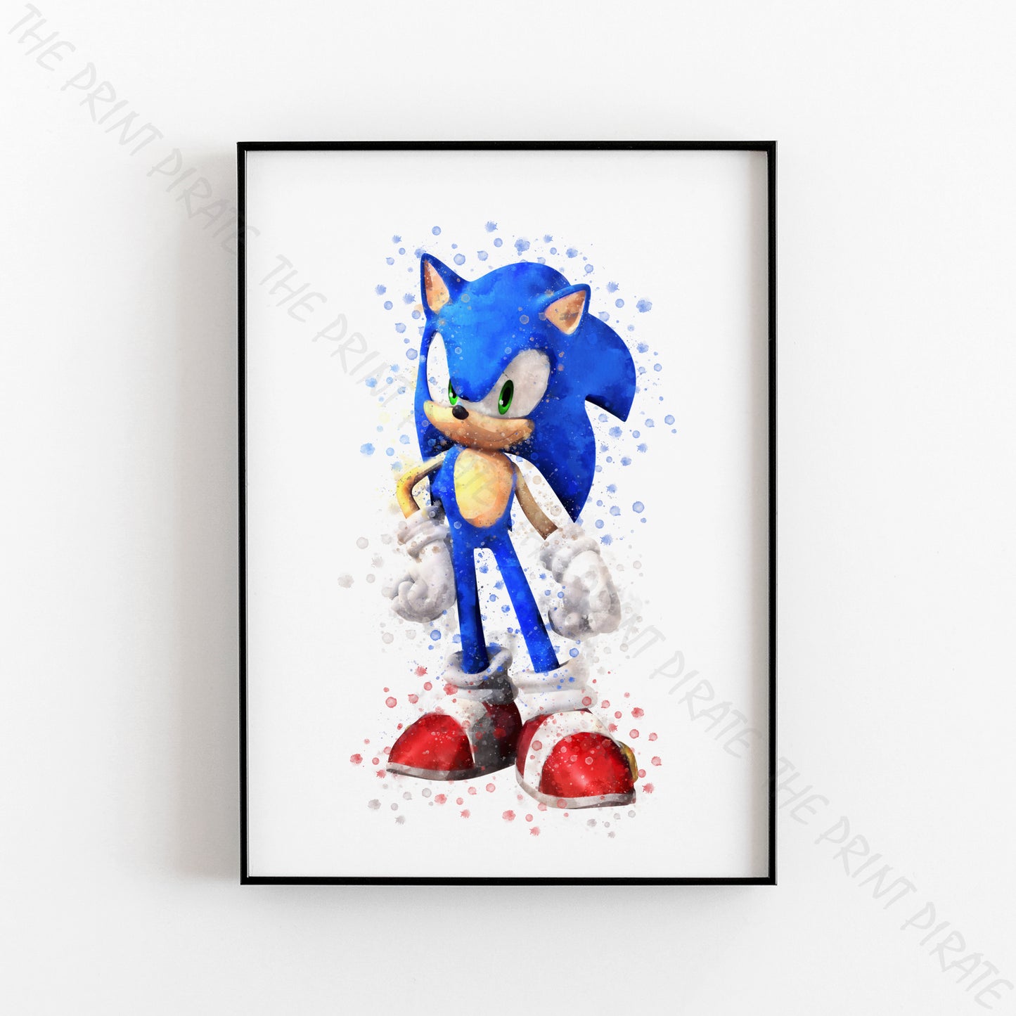 Gaming 'SONIC THE HEDGEHOG' Sonic Watercolour Splash Wall Art Print