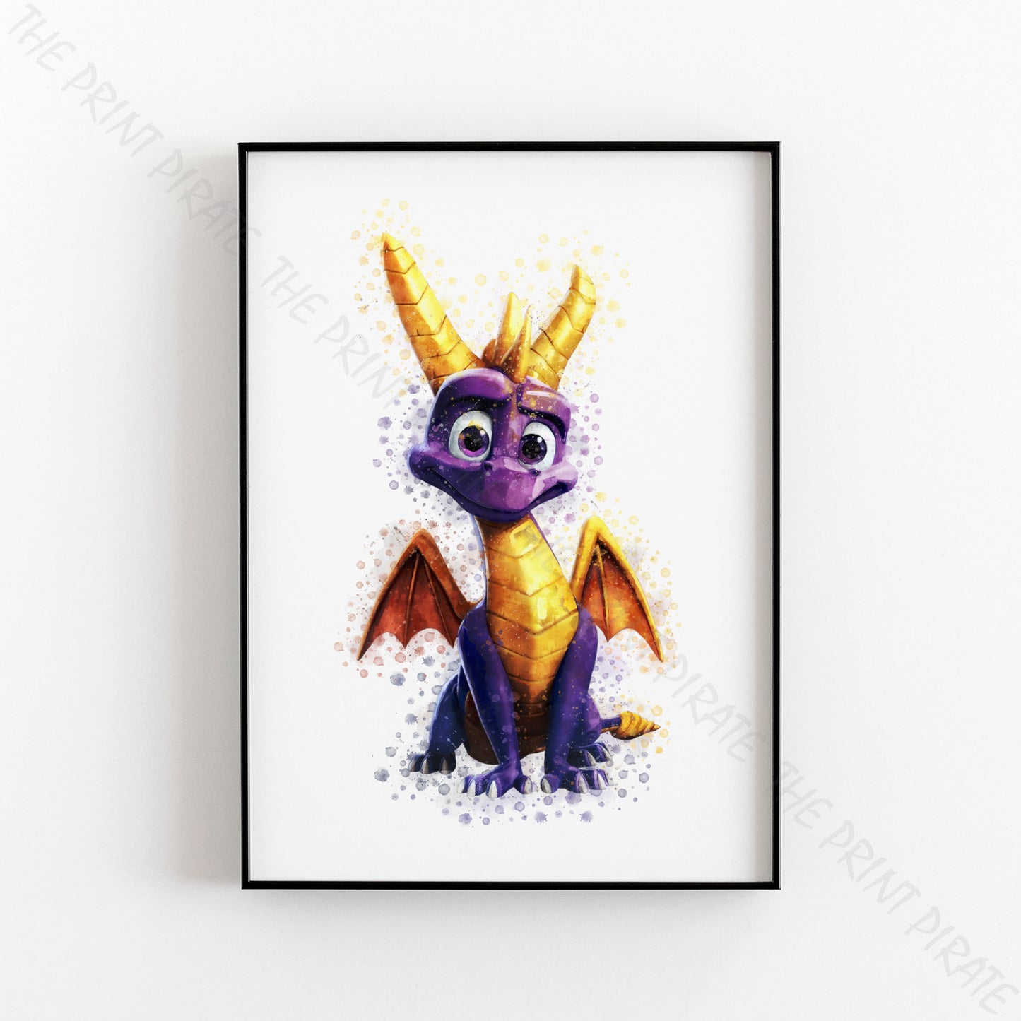 Gaming 'SPYRO THE DRAGON' Watercolour Splash Wall Art Print