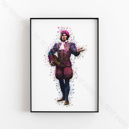 Gaming 'THE WITCHER - DANDILION' Watercolour Splash Wall Art Print