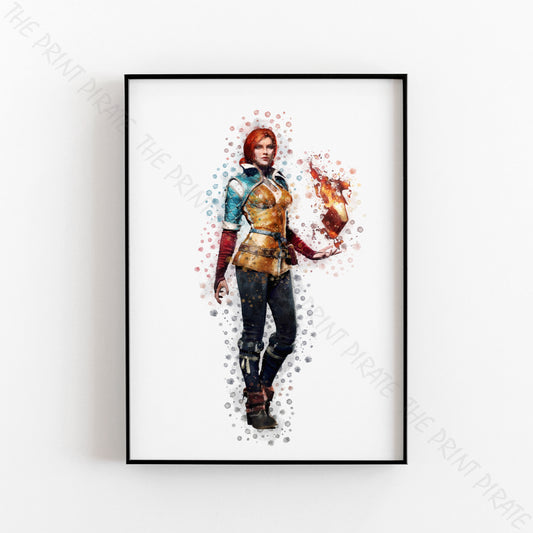 Gaming 'THE WITCHER - TRISS' Watercolour Splash Wall Art Print