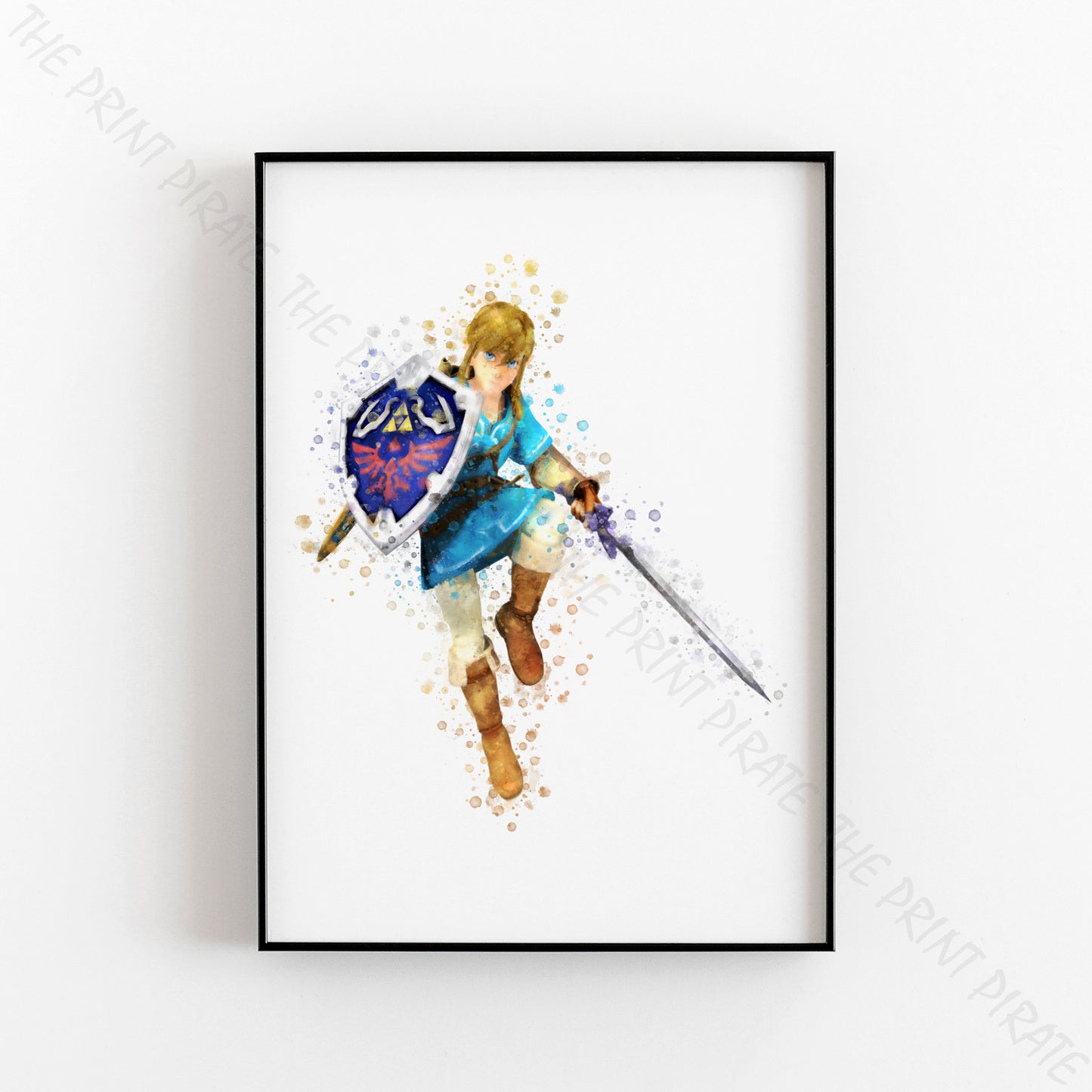 Gaming 'LINK - ZELDA' Breath of the Wind Watercolour Splash Wall Art Print