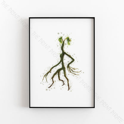 Wizarding World 'BOWTRUCKLE' Hogwarts Harry Potter / Fantastic Beasts Watercolour Splash Wall Art Print