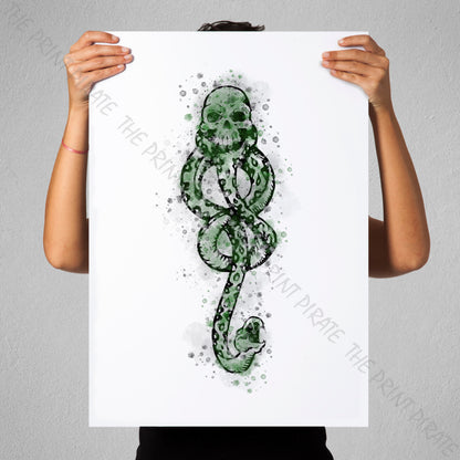 Wizarding World 'DARK MARK' Death Eaters Harry Potter / Fantastic Beasts Watercolour Splash Wall Art Print