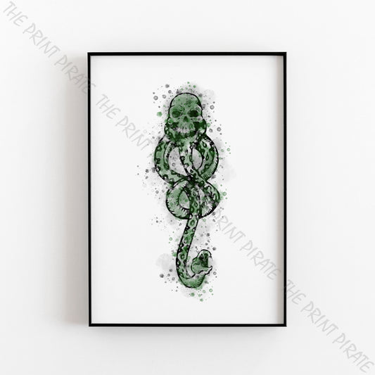 Wizarding World 'DARK MARK' Death Eaters Harry Potter / Fantastic Beasts Watercolour Splash Wall Art Print