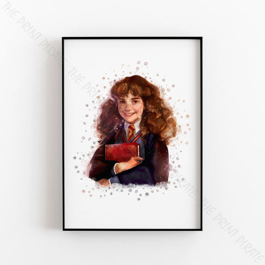 Wizarding World 'HERMIONE GRANGER' Hogwarts Harry Potter / Fantastic Beasts Watercolour Splash Wall Art Print