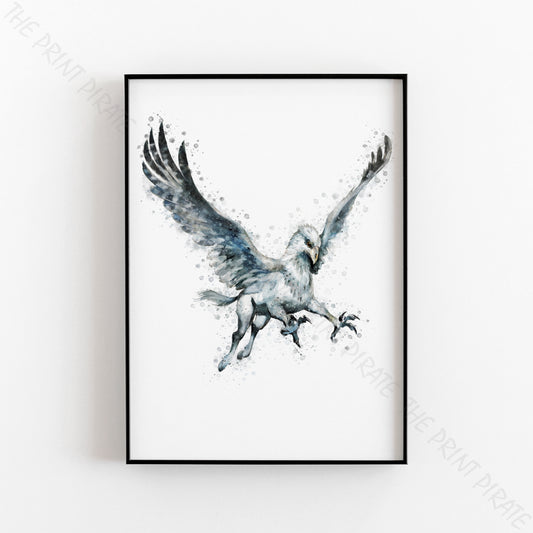 Wizarding World 'HIPPOGRIFF / BUCKBEAK' Hogwarts Harry Potter / Fantastic Beasts Watercolour Splash Wall Art Print