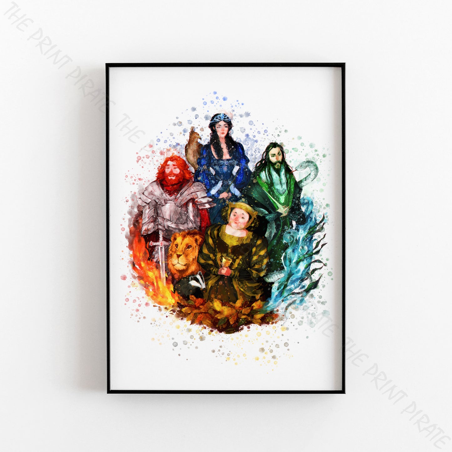 Wizarding World 'HOGWARTS FOUNDERS' Hogwarts Harry Potter / Fantastic Beasts Watercolour Splash Wall Art Print