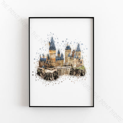 Wizarding World 'HOGWARTS CASTLE' Hogwarts Harry Potter / Fantastic Beasts Watercolour Splash Wall Art Print