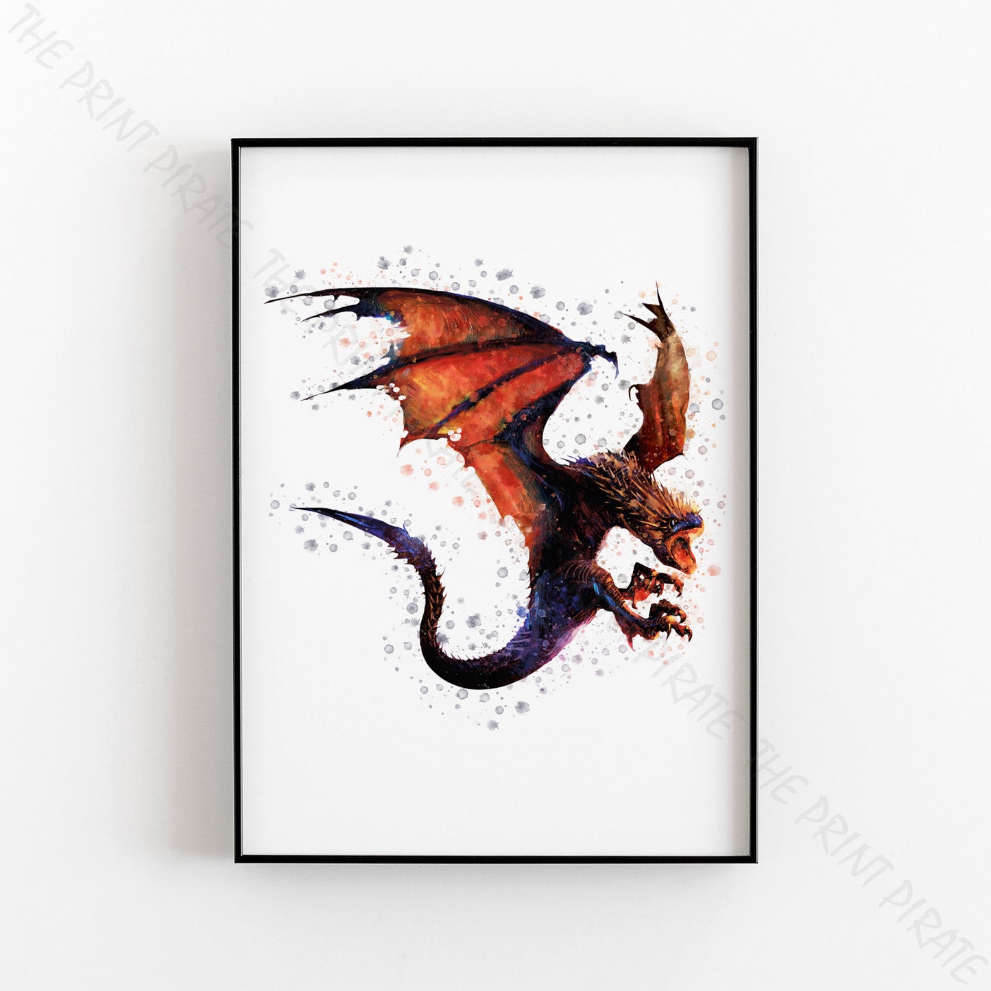 Wizarding World 'HUNGARIAN HORNTAIL' Hogwarts Harry Potter / Fantastic Beasts Watercolour Splash Wall Art Print