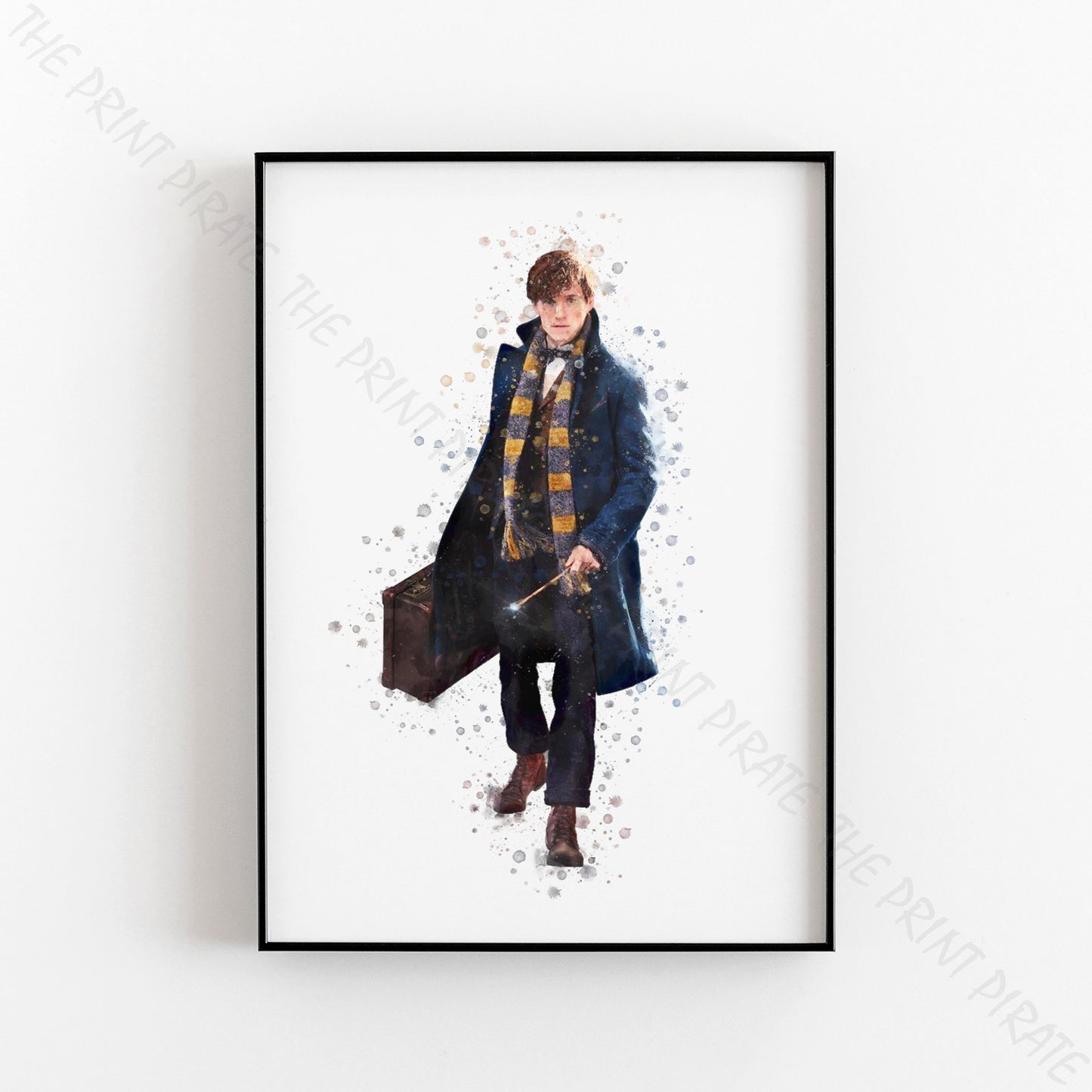 Wizarding World 'NEWT SCAMANDER' Hogwarts Harry Potter / Fantastic Beasts Watercolour Splash Wall Art Print