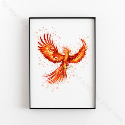 Wizarding World 'PHOENIX' FAWKES Hogwarts Harry Potter / Fantastic Beasts Watercolour Splash Wall Art Print