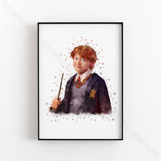 Wizarding World 'RONALD WEASLEY' Hogwarts Harry Potter / Fantastic Beasts Watercolour Splash Wall Art Print