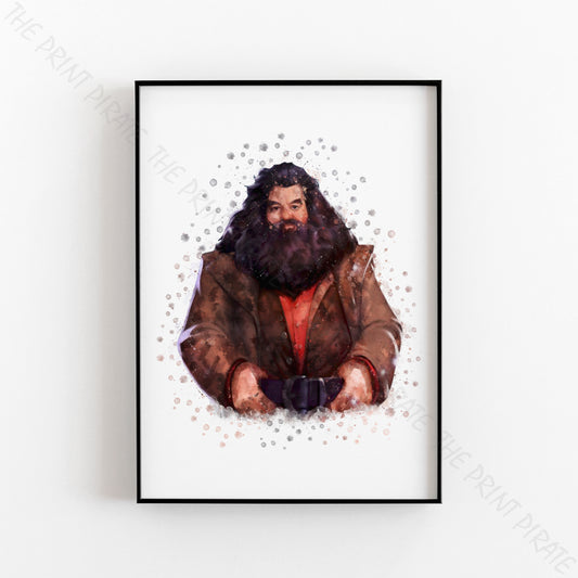 Wizarding World 'RUBEUS HAGRID' Hogwarts Harry Potter / Fantastic Beasts Watercolour Splash Wall Art Print